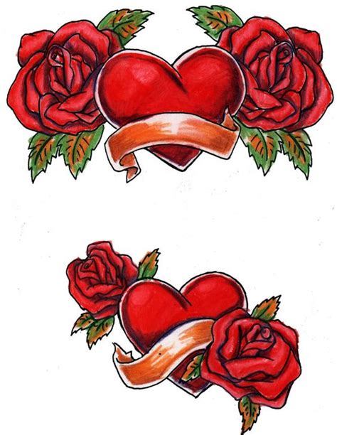 Heart With Roses Tattoo Designs Clipart Best