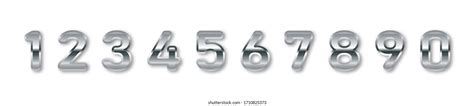 Silver Numbers Set Silver Metallic Font Stock Vector Royalty Free