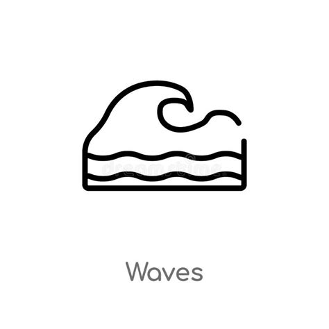 Outline Waves Vector Icon Isolated Black Simple Line Element