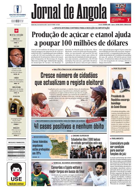 Jornal De Angola Quinta 03 De Fevereiro De 2022
