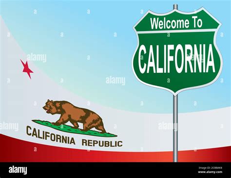 Road Sign Welcome To The California Stock Vector Image And Art Alamy
