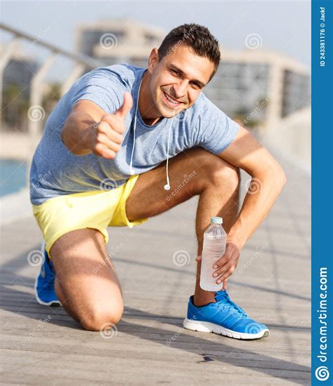 Man Drinking Water During Workout Stock Photo Image Of Refreshment