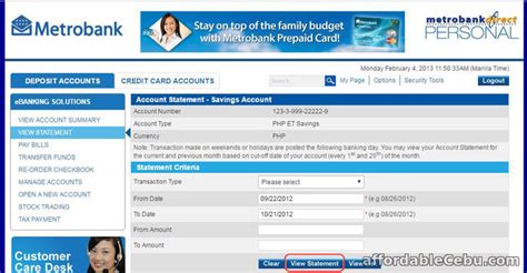 At times, the process is quite quick. How to Get Metrobank Statement of Account Online ...