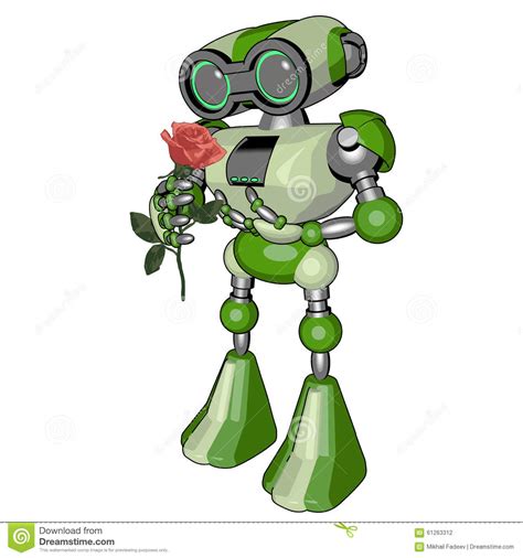 Green Cute Robot Stock Vector Illustration Of Leaf Green 61263312