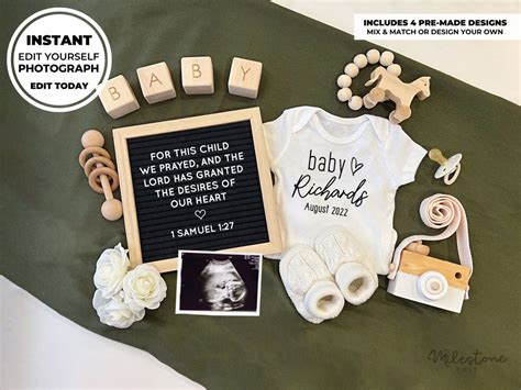 Editable Edit Yourself Religious Letterboard Pregnancy Announcement Social Media Post Baby