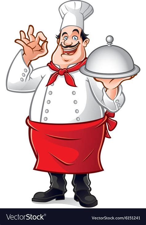 A Cartoon Chef Holding A Silver Platter