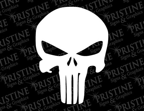 Punisher Skull Vinyl Decal 6 White Automotive
