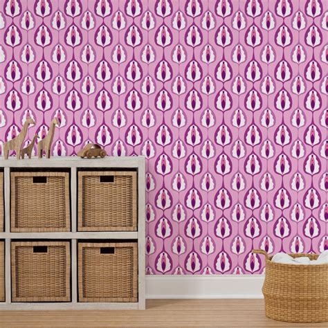 hidden vagina vulva geometric retro wallpaper spoonflower