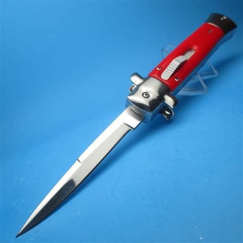 9 Red Stiletto Style Otf Bayonet Switchblade Knife