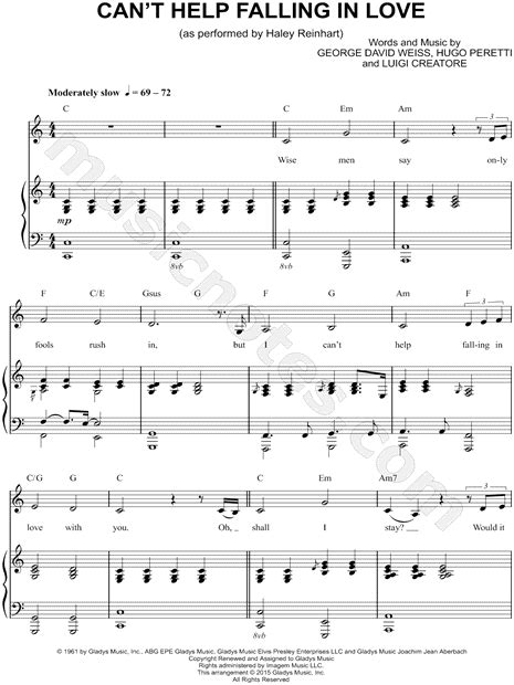 Cant Help Falling In Love Sheet Music By Haley Reinhart Clarinet Music Violin Sheet Music