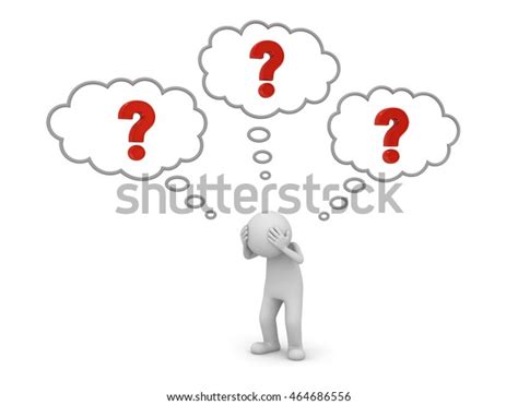 3d Man Standing Thinking Red Question Stock Illustration 464686556