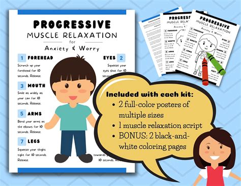 Progressive Muscle Relaxation Pmr Worksheet For Kids Calm Etsy