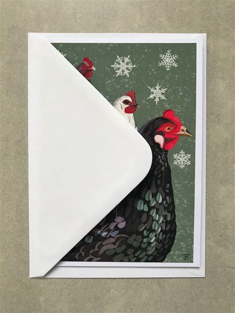 3 French Hens Christmas Card 12 Days Of Christmas Card Handmade Xmas