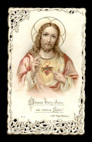 Old Holy Card Lace Canivet Santino Merlettatosacred Heart Of Jesus 58