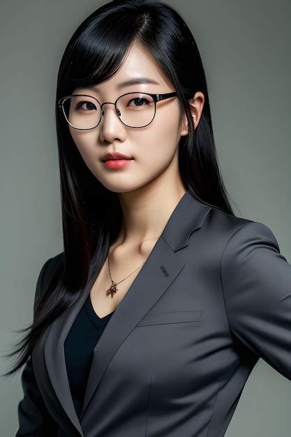 Premium Photo Beautiful Korean Woman Wearing Glasses