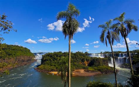 Iguazu Falls River On The Border Of The Argentine Province Of Missions