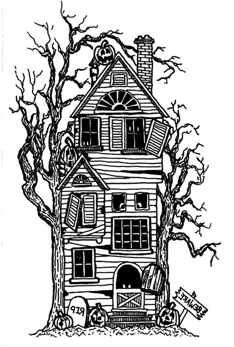 The smiling house and the path. Haunted House Full of Scary Ghost Coloring Pages: Haunted House Full of Scary Ghost Coloring ...