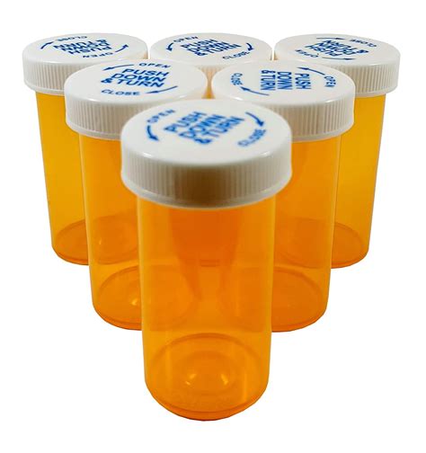 Pack Of 50 Amber 13 Dram Pill Bottles Empty With Caps Child Resistant