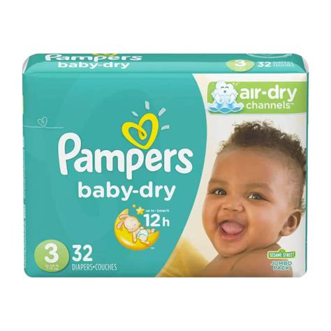 Pampers Baby Dry Diapers Jumbo Pack Size 3 32 Count