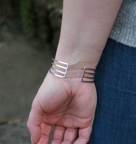 Four Banded Cuff In Sterling Silver Hallmarked