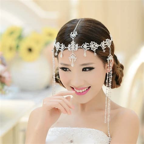 Bridal Wedding Rhinestone Tiara Fringed India Style Hairbands Forehead Ornaments Frontlet