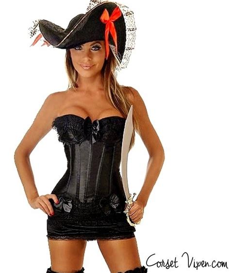 Sexy Black Pirate Corset Costume For Halloween