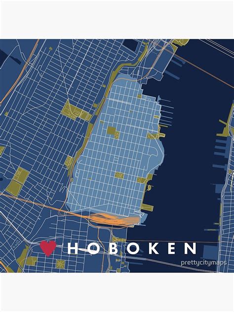 Hoboken Nj City Map Poster By Prettycitymaps Redbubble
