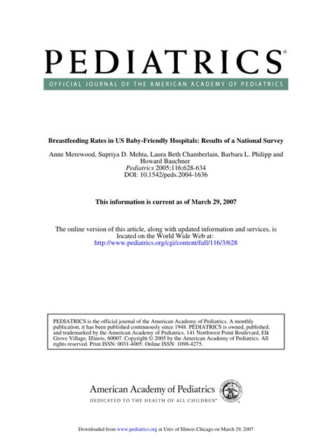 Pdf Breastfeeding Rates In Us Baby Friendly Hospitals Results Of A