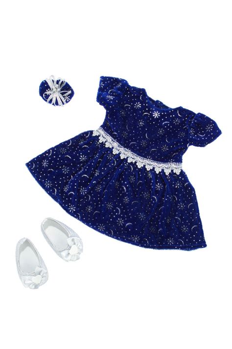 midnight blue clothes for 18 inch american girl doll holiday dress shoes dreamworld