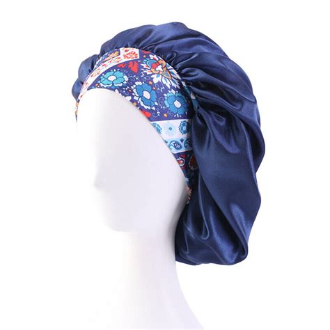 Women Satin Night Sleep Cap Hair Bonnet Hat Silk Head Cover Wide