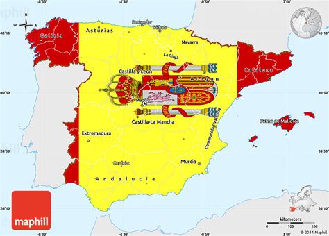 Flag Simple Map Of Spain Single Color Outside Flag Rotated