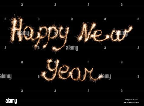 Happy New Year Sign Sparklers Stock Photo Alamy