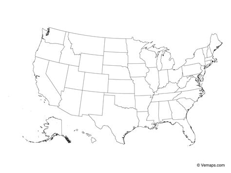 Us States Outline Map Etats Uniti Verenigde Staten Tracent Capitals