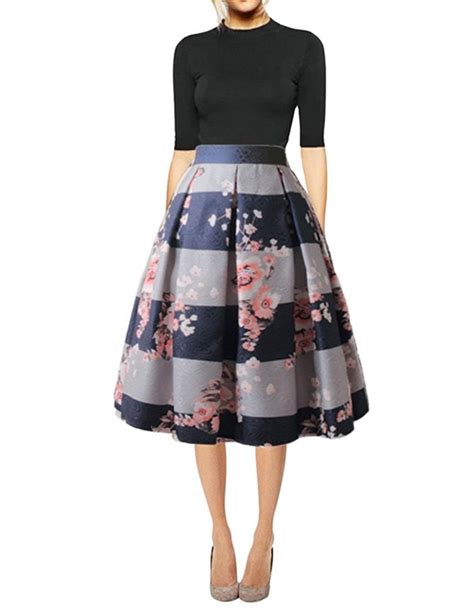 hanlolo women s floral midi skirts high waisted a line cocktail party prom skirt shop2online