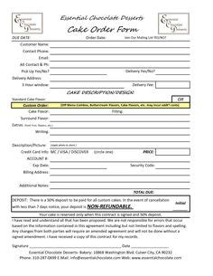 cake order form template   google search