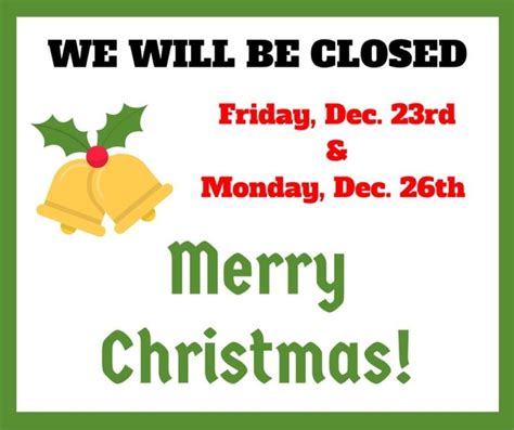 Closed For Christmas Superior