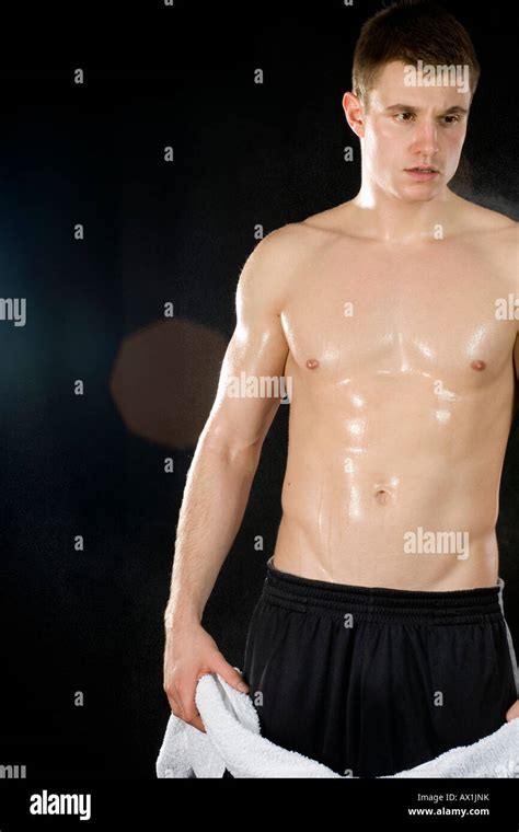 A Shirtless Man Sweating Stock Photo Alamy