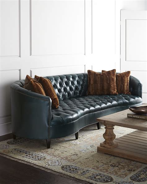 Curved Tufted Leather Sofa Baci Living Room
