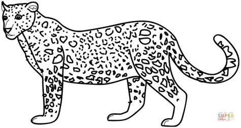 Dibujo De Leopardo Caminando Hacia La Izquierda Para Colorear Dibujos