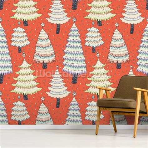 Christmas Tree Forest Wall Mural And Xmas Wallpaper Wallsauce Uk