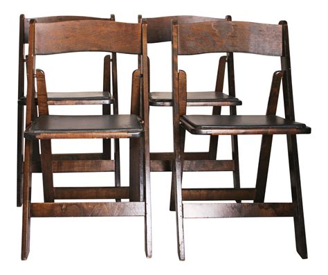 Vintage Dark Wood Folding Chairs - Set of 4 | Chairish
