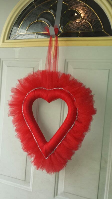 Valentines Day Heart Shaped Tulle Wreath With By Tulalututus