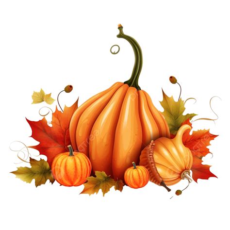 Happy Thanksgiving Day With Pumpkin In Horn And Leafs Thanksgiving Day