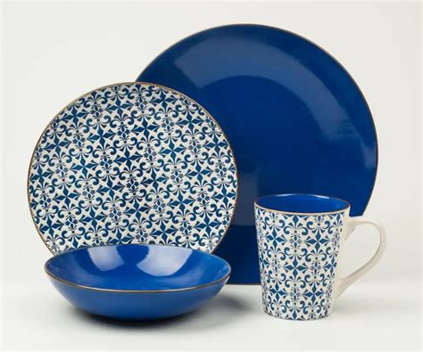 Food Grade 16pcs Ceramic Porcelain Stoneware Glazed Dinnerware Sets