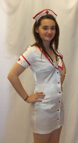 Nurse Fancy Dress ~ White Satin ~ Hire ~ 999 ~ Emergency ~ Uniform ~ S Marlowe Costumes