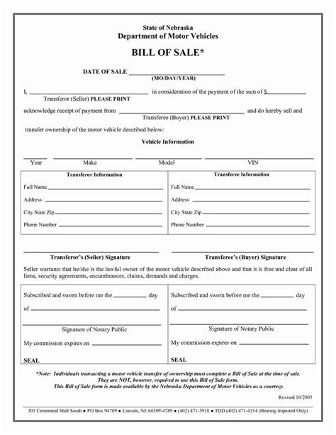 Generic Bill Of Sale Form Printable New Free Printable Auto Bill Of