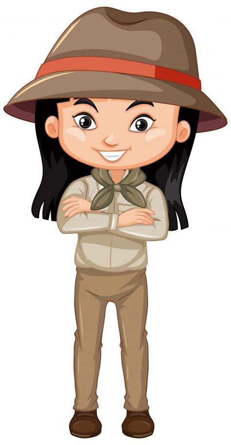 Free Vector Girl In Safari Outfit On White Female Cartoon