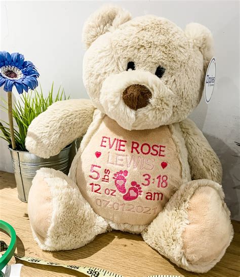 Personalised New Baby Teddy Bear Embroidered Teddy Bear Etsy Uk