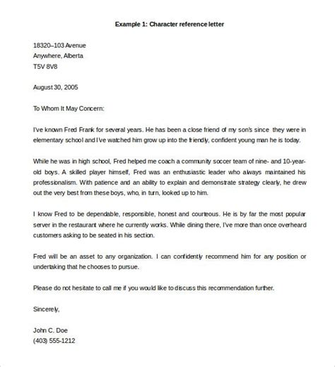 Professional Reference Letter Template Word Kambin