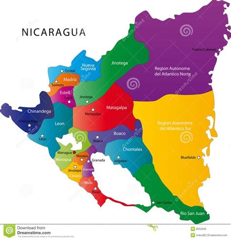 Mapa De Nicaragua Managua Nicaragua Boaco